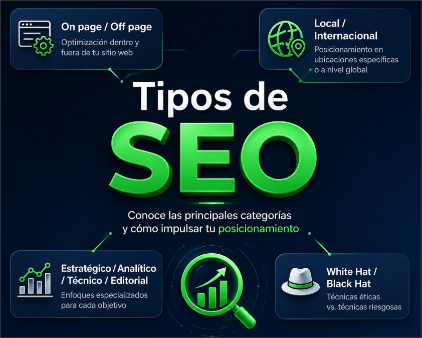 Tipos de SEO: técnico, on page y off page explicados fácil